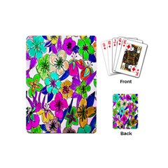 Floral Colorful Background Of Hand Drawn Flowers Playing Cards (mini) 