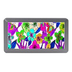 Floral Colorful Background Of Hand Drawn Flowers Memory Card Reader (mini) by Simbadda