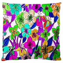 Floral Colorful Background Of Hand Drawn Flowers Large Cushion Case (one Side) by Simbadda