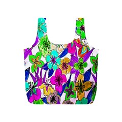 Floral Colorful Background Of Hand Drawn Flowers Full Print Recycle Bags (s)  by Simbadda