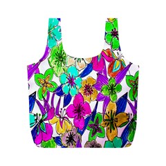 Floral Colorful Background Of Hand Drawn Flowers Full Print Recycle Bags (m)  by Simbadda