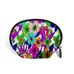 Floral Colorful Background Of Hand Drawn Flowers Accessory Pouches (small)  by Simbadda