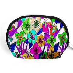 Floral Colorful Background Of Hand Drawn Flowers Accessory Pouches (medium)  by Simbadda