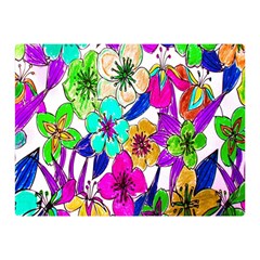 Floral Colorful Background Of Hand Drawn Flowers Double Sided Flano Blanket (mini)  by Simbadda