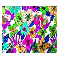 Floral Colorful Background Of Hand Drawn Flowers Double Sided Flano Blanket (small)  by Simbadda