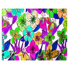 Floral Colorful Background Of Hand Drawn Flowers Double Sided Flano Blanket (medium)  by Simbadda