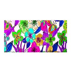 Floral Colorful Background Of Hand Drawn Flowers Satin Wrap by Simbadda