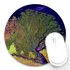 Lena River Delta A Photo Of A Colorful River Delta Taken From A Satellite Round Mousepads by Simbadda