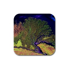 Lena River Delta A Photo Of A Colorful River Delta Taken From A Satellite Rubber Square Coaster (4 Pack)  by Simbadda