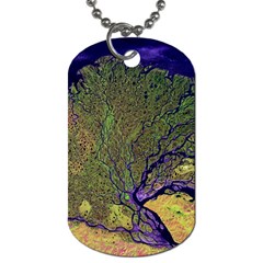 Lena River Delta A Photo Of A Colorful River Delta Taken From A Satellite Dog Tag (one Side) by Simbadda