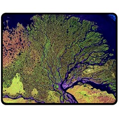 Lena River Delta A Photo Of A Colorful River Delta Taken From A Satellite Fleece Blanket (medium) 