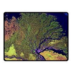 Lena River Delta A Photo Of A Colorful River Delta Taken From A Satellite Double Sided Fleece Blanket (small) 