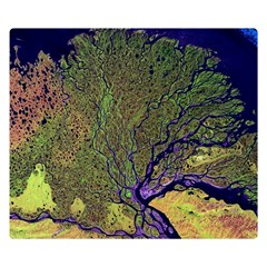 Lena River Delta A Photo Of A Colorful River Delta Taken From A Satellite Double Sided Flano Blanket (small)  by Simbadda