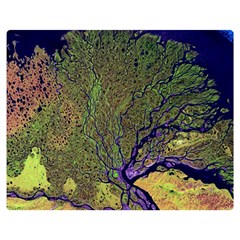 Lena River Delta A Photo Of A Colorful River Delta Taken From A Satellite Double Sided Flano Blanket (medium)  by Simbadda