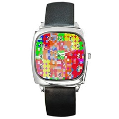 Abstract Polka Dot Pattern Digitally Created Abstract Background Pattern With An Urban Feel Square Metal Watch