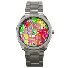 Abstract Polka Dot Pattern Digitally Created Abstract Background Pattern With An Urban Feel Sport Metal Watch by Simbadda