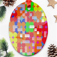 Abstract Polka Dot Pattern Digitally Created Abstract Background Pattern With An Urban Feel Oval Ornament (two Sides) by Simbadda