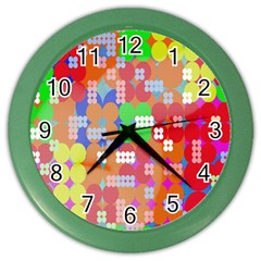 Abstract Polka Dot Pattern Digitally Created Abstract Background Pattern With An Urban Feel Color Wall Clocks by Simbadda