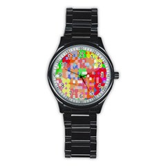 Abstract Polka Dot Pattern Digitally Created Abstract Background Pattern With An Urban Feel Stainless Steel Round Watch