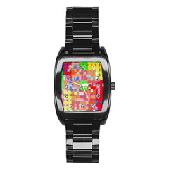 Abstract Polka Dot Pattern Digitally Created Abstract Background Pattern With An Urban Feel Stainless Steel Barrel Watch