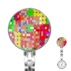 Abstract Polka Dot Pattern Digitally Created Abstract Background Pattern With An Urban Feel Stainless Steel Nurses Watch by Simbadda