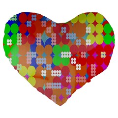 Abstract Polka Dot Pattern Digitally Created Abstract Background Pattern With An Urban Feel Large 19  Premium Flano Heart Shape Cushions