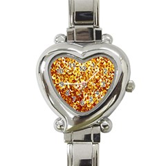 Yellow Abstract Background Heart Italian Charm Watch by Simbadda