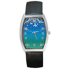 Floral 2d Illustration Background Barrel Style Metal Watch