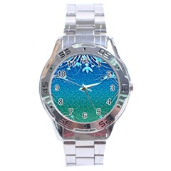 Floral 2d Illustration Background Stainless Steel Analogue Watch by Simbadda