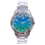 Floral 2d Illustration Background Stainless Steel Analogue Watch Front