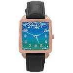 Floral 2d Illustration Background Rose Gold Leather Watch  Front