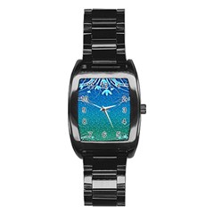 Floral 2d Illustration Background Stainless Steel Barrel Watch