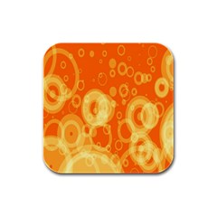 Retro Orange Circle Background Abstract Rubber Square Coaster (4 Pack)  by Nexatart