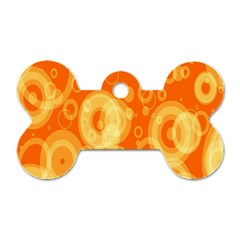 Retro Orange Circle Background Abstract Dog Tag Bone (two Sides)