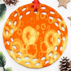 Retro Orange Circle Background Abstract Ornament (round Filigree) by Nexatart