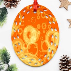 Retro Orange Circle Background Abstract Oval Filigree Ornament (two Sides) by Nexatart