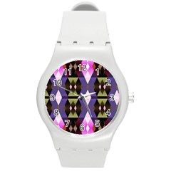 Geometric Abstract Background Art Round Plastic Sport Watch (m)