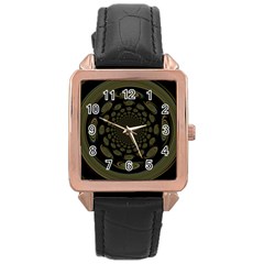 Dark Portal Fractal Esque Background Rose Gold Leather Watch 