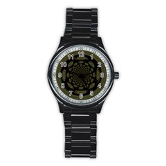 Dark Portal Fractal Esque Background Stainless Steel Round Watch