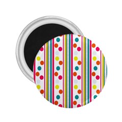 Stripes And Polka Dots Colorful Pattern Wallpaper Background 2 25  Magnets by Nexatart