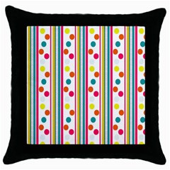 Stripes And Polka Dots Colorful Pattern Wallpaper Background Throw Pillow Case (black) by Nexatart