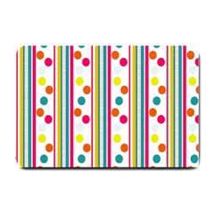 Stripes And Polka Dots Colorful Pattern Wallpaper Background Small Doormat  by Nexatart