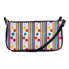 Stripes And Polka Dots Colorful Pattern Wallpaper Background Shoulder Clutch Bags by Nexatart