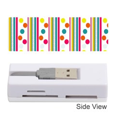 Stripes And Polka Dots Colorful Pattern Wallpaper Background Memory Card Reader (stick)  by Nexatart