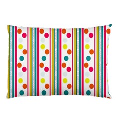 Stripes And Polka Dots Colorful Pattern Wallpaper Background Pillow Case (two Sides) by Nexatart