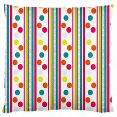 Stripes And Polka Dots Colorful Pattern Wallpaper Background Large Cushion Case (one Side) by Nexatart