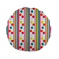 Stripes And Polka Dots Colorful Pattern Wallpaper Background Standard 15  Premium Round Cushions by Nexatart