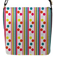 Stripes And Polka Dots Colorful Pattern Wallpaper Background Flap Messenger Bag (s) by Nexatart