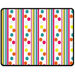 Stripes And Polka Dots Colorful Pattern Wallpaper Background Double Sided Fleece Blanket (medium)  by Nexatart