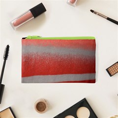 Orange Stripes Colorful Background Textile Cotton Cloth Pattern Stripes Colorful Orange Neo Cosmetic Bag (xs) by Nexatart